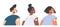 Set of diverse children after vaccine shot in shoulder flat vector isolated illustration. Young adult or teens