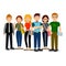 Set of diverse college or university students. Vector group of students. Cartoon illustration of students.