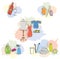 Set of Diverse Items Beauty/Cleaning/Clothes Icons