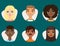 Set of diverse round avatars with facial features different nationalities clothes and hairstyles people characters