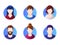 Set of diverse round avatars isolated on white background