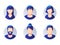 Set of diverse round avatars isolated on white background