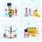 Set diversity boy girl character concepts male female template for design work and animation on white background full