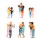 Set of diversity couples. Lesbian, homosexual and heterosexual people vector illustration