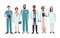 Set of doctors different specialization, nurse, surgeon, therapist, otorhinolaryngologist. Vector illustration