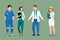 Set of doctors and nurse characters. Emergency or medical practitioners. Stop pandemic.