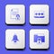 Set Document and lock, Laptop with password, Ringing alarm bell and Folder icon. White square button. Vector