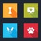 Set Dog bone, Cat nose, award symbol and Paw print icon. Vector