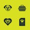 Set Dog, Clinical record pet, Heart with dog and Pet carry case icon. Vector