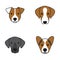 Set of dog face logos. Different breeds