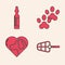 Set Dog muzzle, Pets vial medical, Paw print and Heart with dog icon. Vector