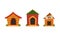 Set of Doghouses, Small Wooden House for Dog Cartoon Vector Illustration