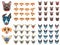 Set of Dogs Emoji Emoticon Expression. French bulldog, Golden retriever, Bullterrier, toy terrier