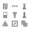 Set Domino, Board game, Game dice, Chess, Billiard balls triangle, Tetris, and icon. Vector