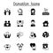Set of Donation and charity icons. contains such Icons as, volunteer, fundraiser, kindness, giving, assistance, support, care and