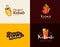 Set of doner kebab logo templates. Vector creative labels for Turkish and Arabian fast food restaurant.