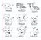 Set of doodle animal icons