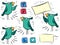 Set doodle birds for communication social media