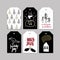 Set of doodle Christmas greeting tag. Vector hand drawn cute icons. Scandinavian style. Xmas tree, house, snowman, bird