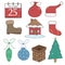 set of doodle christmas icons or elements. doodle christmas vector