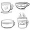 Set of doodle cups - Four cup icons