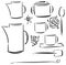 Set doodle icons - Tea and coffee service