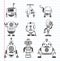 Set of doodle robot icons