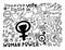 A set of doodle signs of feminism, women s rights. Grunge hand drawn vector icons of Feminism protest symbol isolated on