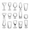 Set of doodle stemware