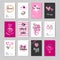 Set Of Doodle Valentine Day Greeting Cards Design Sketch Love Typography Elements Collection