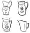 Set of doodle vector jugs