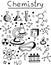 Set of doodles with chemical elements. Vector flat illustration.