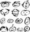 Set of doodles of various emotional people faces