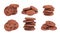 Set of double chocolate chip cookies isolated on white background. Cookies with chocolate drops. Sweet biscuits