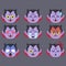 Set of Dracula Emoticon Sticker Isolated