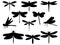 Set of Dragonfly silhouette vector art