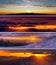 Set of dramatic sunset and sunrise in mountains. Amazing colorful landscapes with beautiful sunlight.