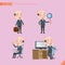 Set of drawing flat character style, business concept ceo activities - businessman, research, office worker, counselling