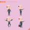 Set of drawing flat character style, business concept ceo activities - businessman, research, office worker, counselling, growth,