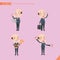 Set of drawing flat character style, business concept ceo activities - introducing, greeting, masterkey, global business