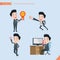 Set of drawing flat character style, business concept handsome office worker activities