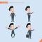 Set of drawing flat character style, business concept handsome office worker activities - businessman, research, office worker, co