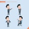 Set of drawing flat character style, business concept handsome office worker activities - introducing, confidence, office worker,