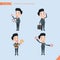 Set of drawing flat character style, business concept handsome office worker activities - introducing, greeting, master key