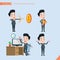 Set of drawing flat character style, business concept handsome office worker activities - victory, hit, no problem, management, st