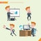 Set of drawing flat character style, business concept young office worker activities