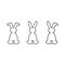 Set of drawing small bunny outline easter sign symbol vector illustration