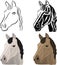 A set of drawings of a horse head