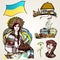 A set of drawings of Ukrainian characters