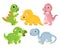 Set of drawn cute funny dinosaurs. Stickers for children, decor for holidays